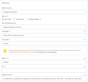 notification form with mapping
